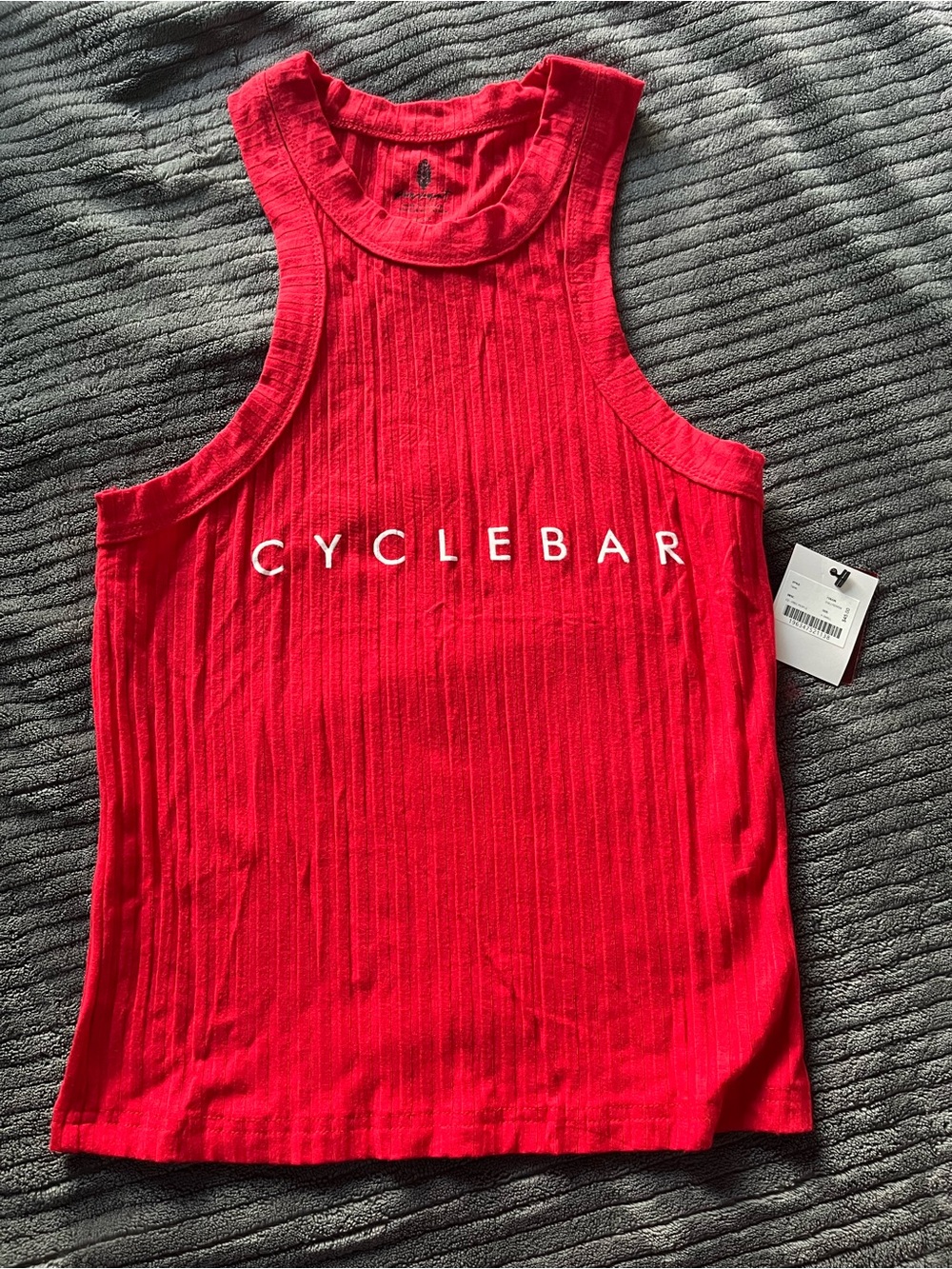 Free People Bright Red Ribbed Logo Tank